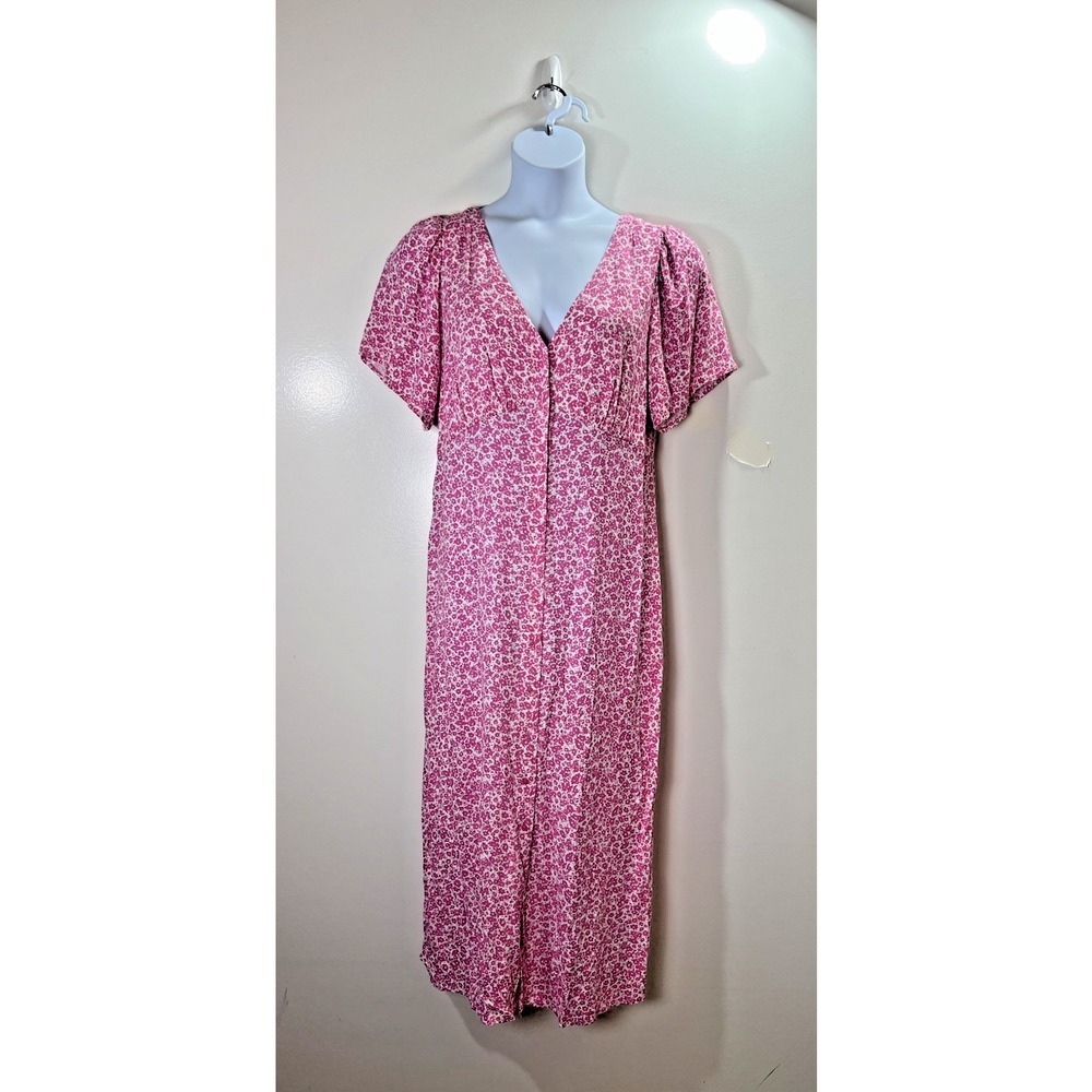 Old Navy Women's Midi Dress Sz L Floral Flowy Dreamy Cottagecore Flutter Sleeves